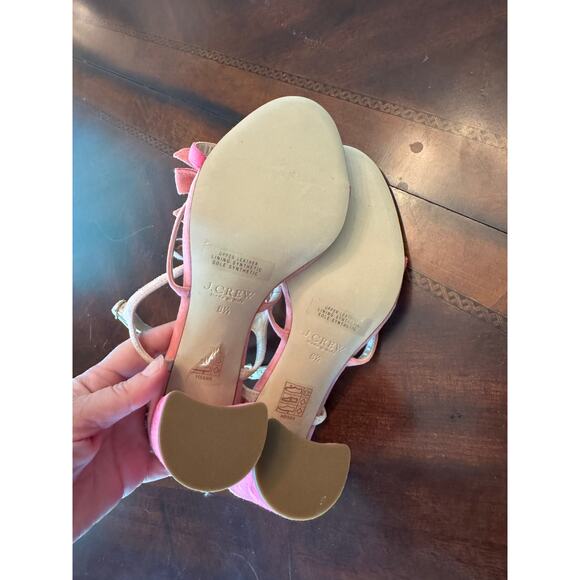J.CREW Stella bows heels shoe Pink Size 8.5 Homecoming Dance Rush - Picture 5 of 8